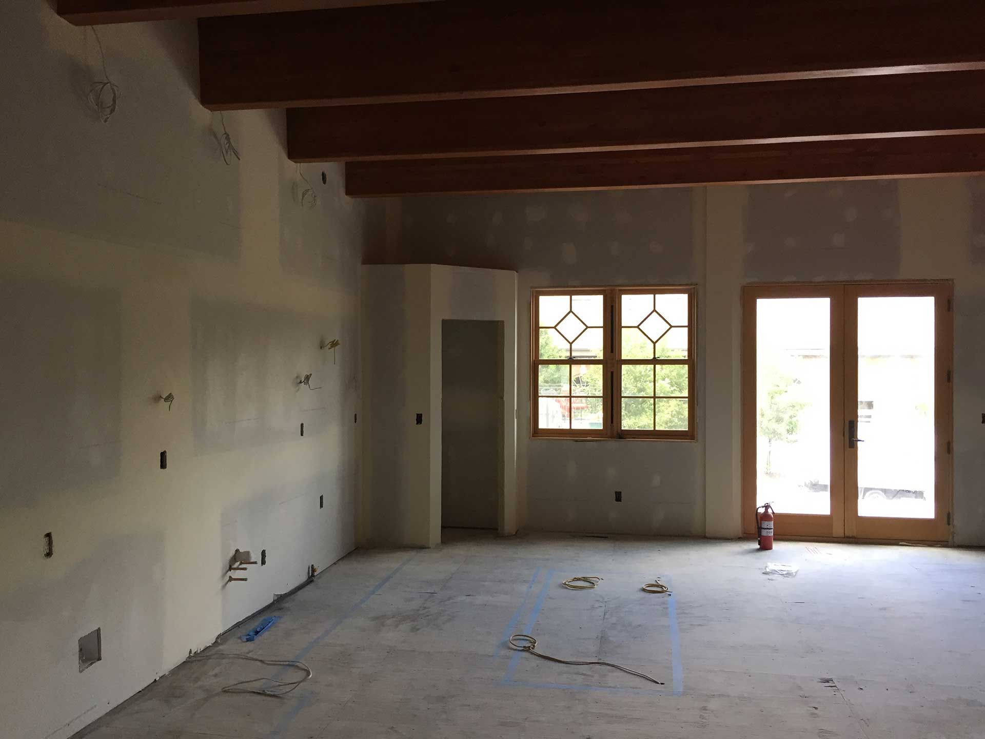Drywall installation for the kitchen area