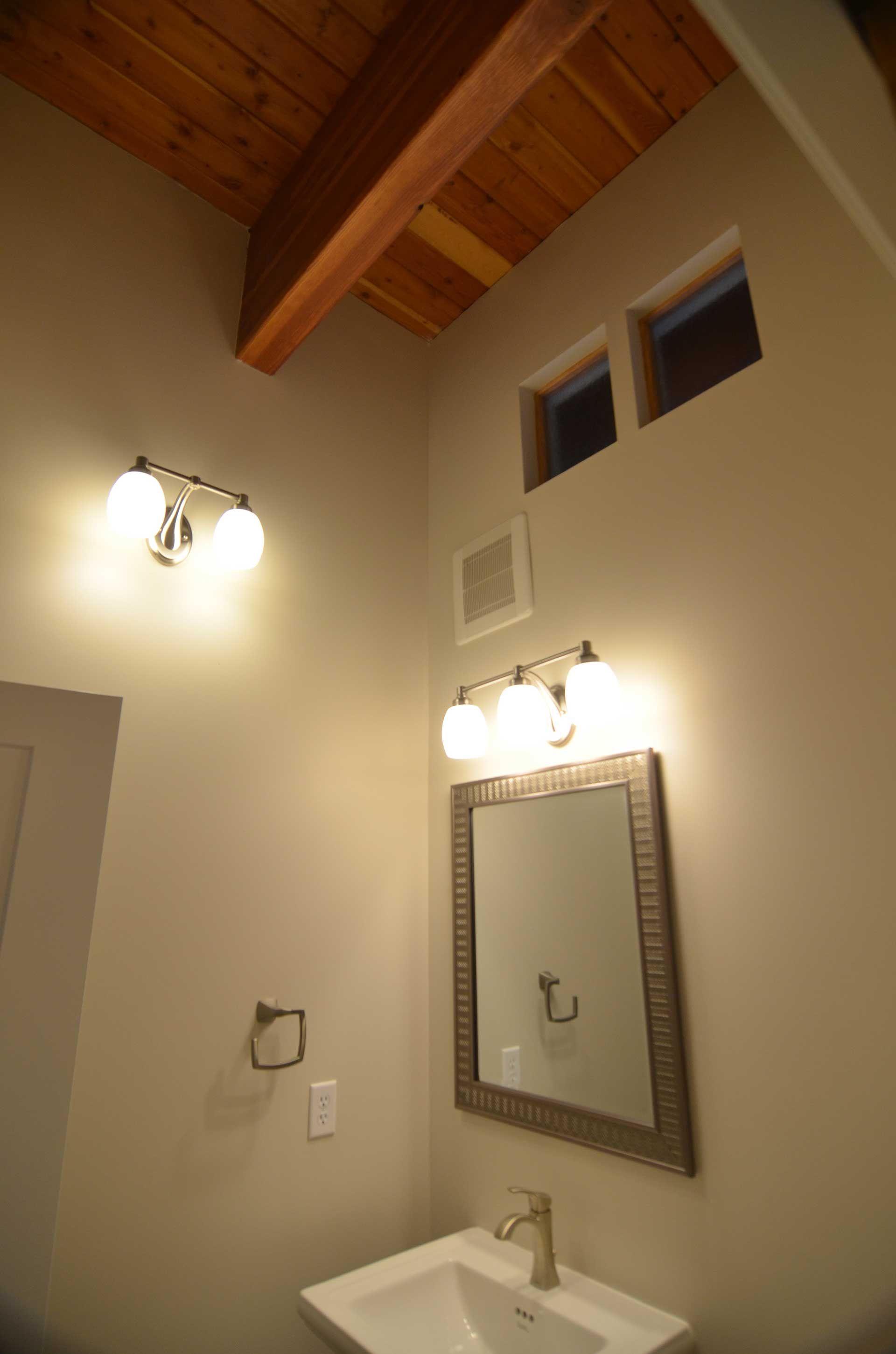 Bathroom with high ceiling