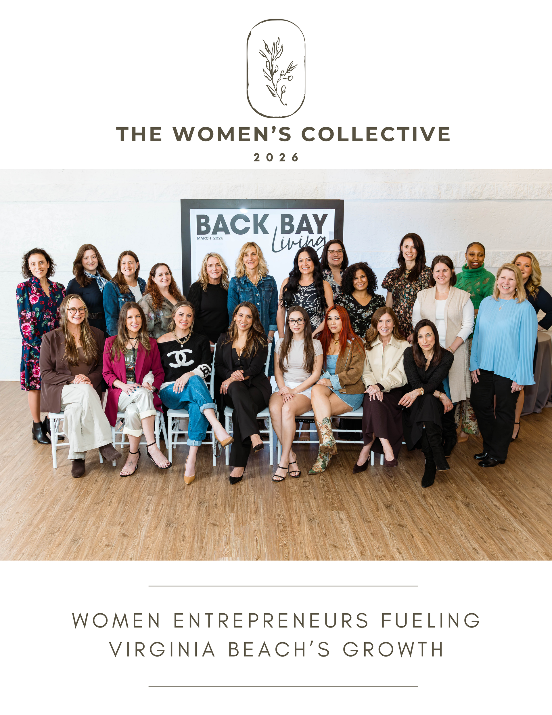 Women in business at The Women's Collective, standing in a group at Back Bay