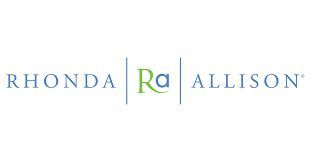 The logo for rhonda ra allison is blue and green on a white background.