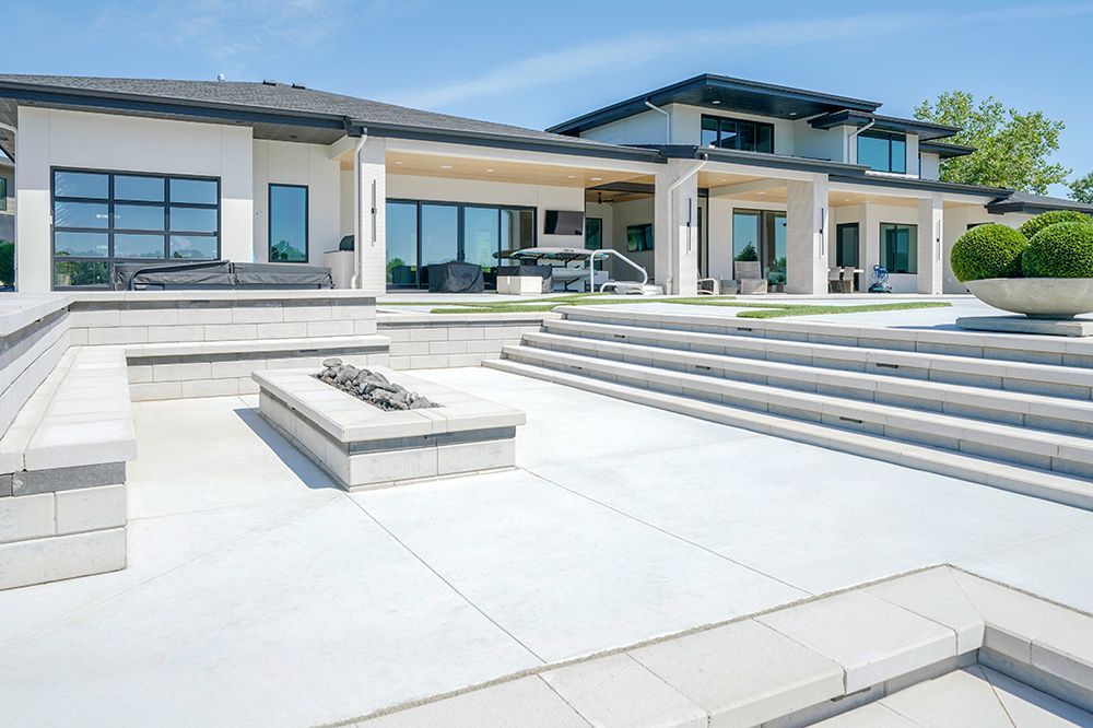 Contemporary Lake Living firepit