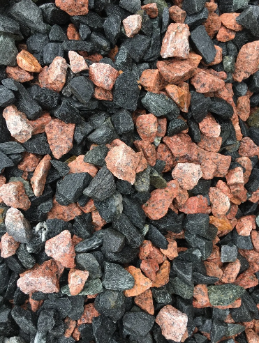 Dark gray and reddish-brown gravel mix.