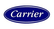 Carrier logo in white italic text on a blue oval