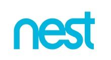 Blue lowercase “nest” logo on a white background