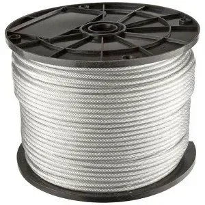 Spool of white braided cable on a black reel