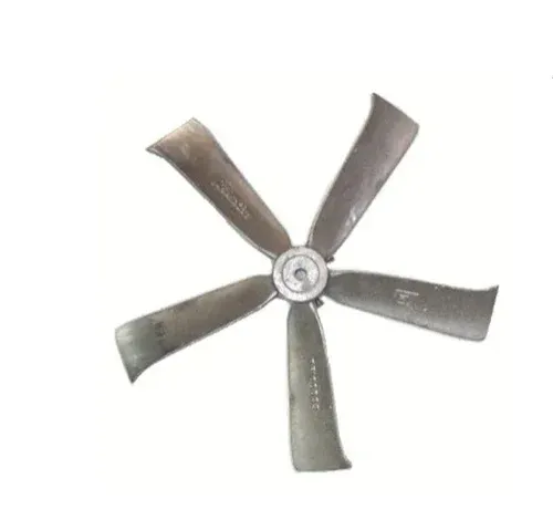 Five-blade metal fan propeller on a white background