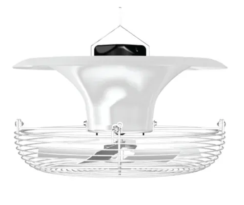 White modern pendant light fixture with a wide canopy and layered circular metal shades