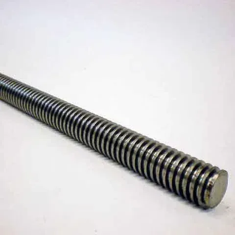 Metal threaded rod spring on a white background