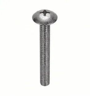 Metal Phillips-head screw on a white background