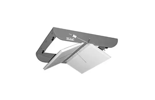 Gray folding wall-mounted light fixture with a white hinged shade
