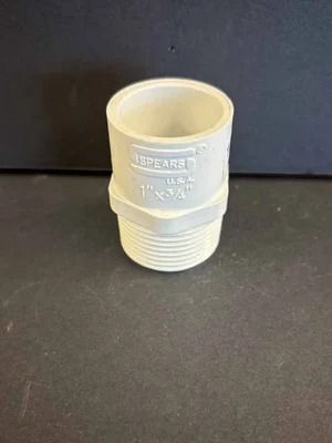 Transparent plastic pipe fitting with threaded bottom on a dark background