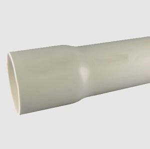White plastic tube with a narrow tapered end on a light gray background