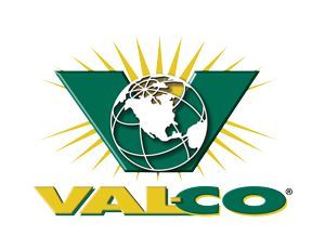 VALCO logo with green V, globe icon, and yellow sunburst