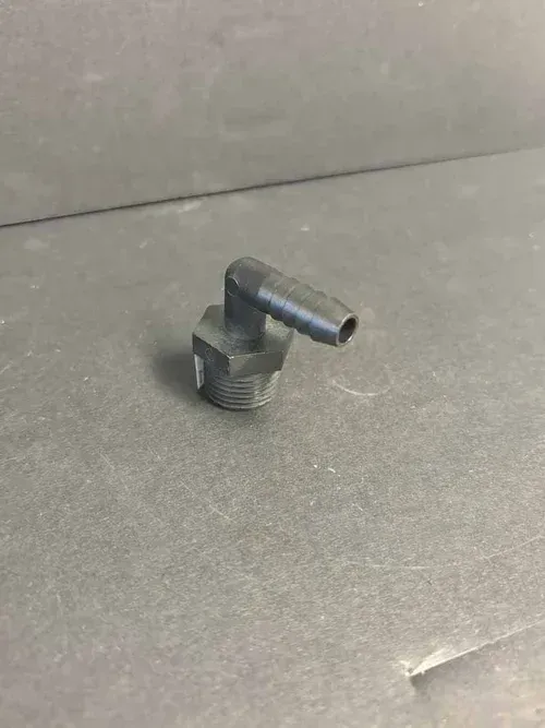 Nylon 1/2” MPT x 3/8” Barb Elbow
