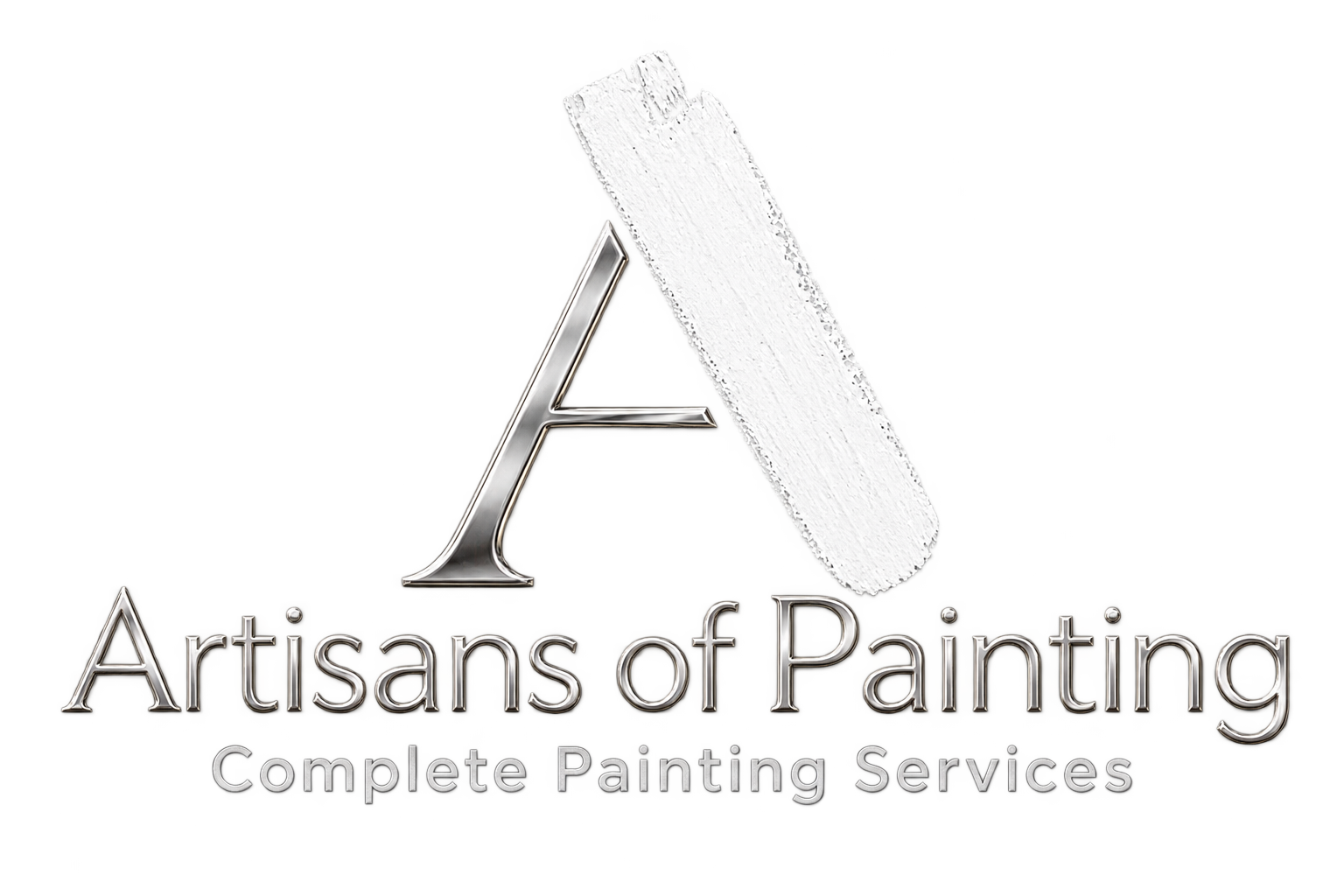 Artisans of Painting logo on a dark blue background with a white stylized A brushstroke
