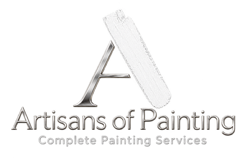 Artisans of Painting logo on a dark blue background with a white stylized A brushstroke