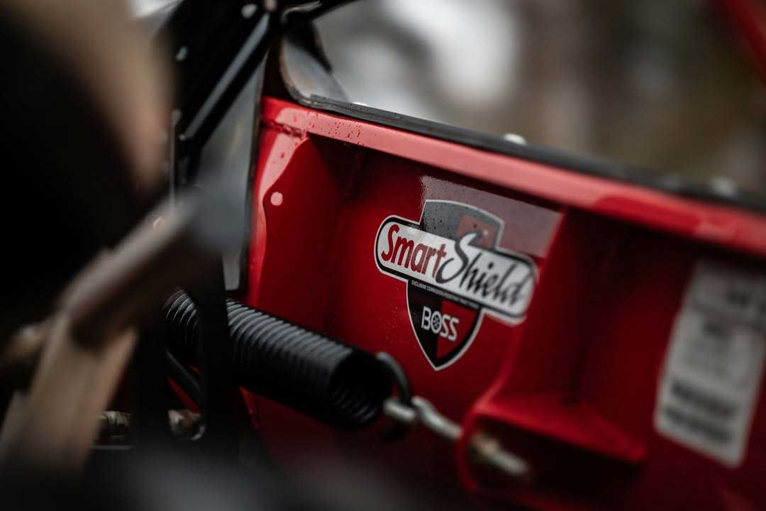 Red snowplow blade with 