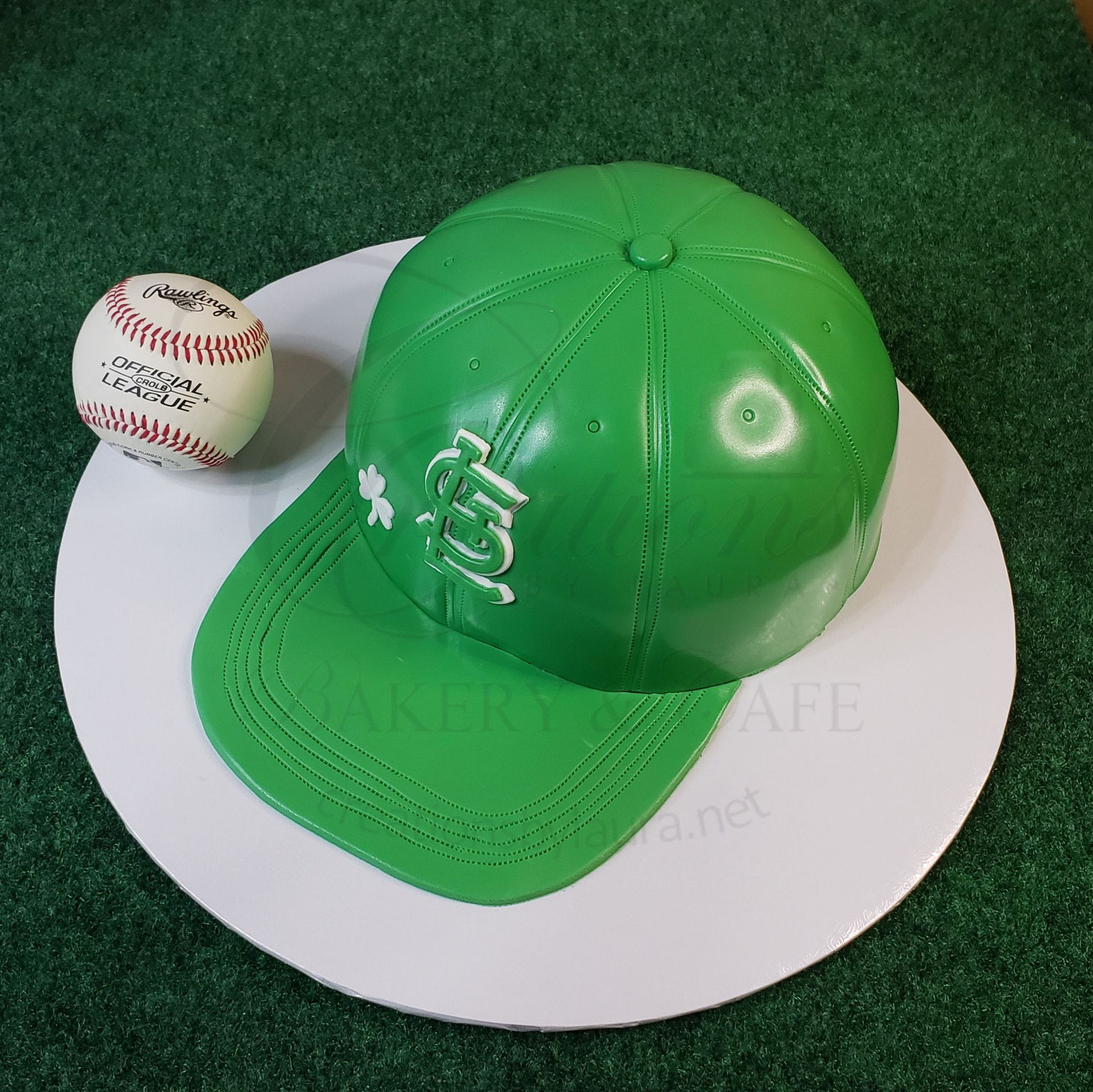 Green baseball cap cake