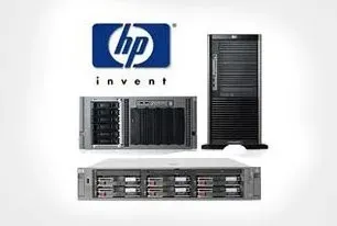 HP server hardware with the HP logo.