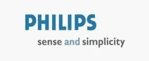 Philips logo with tagline "sense and simplicity".