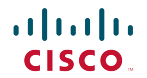 Cisco logo: blue horizontal lines above the red word