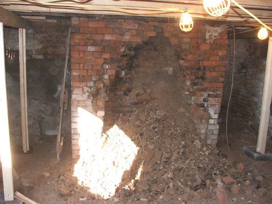 Old damaged fireplace