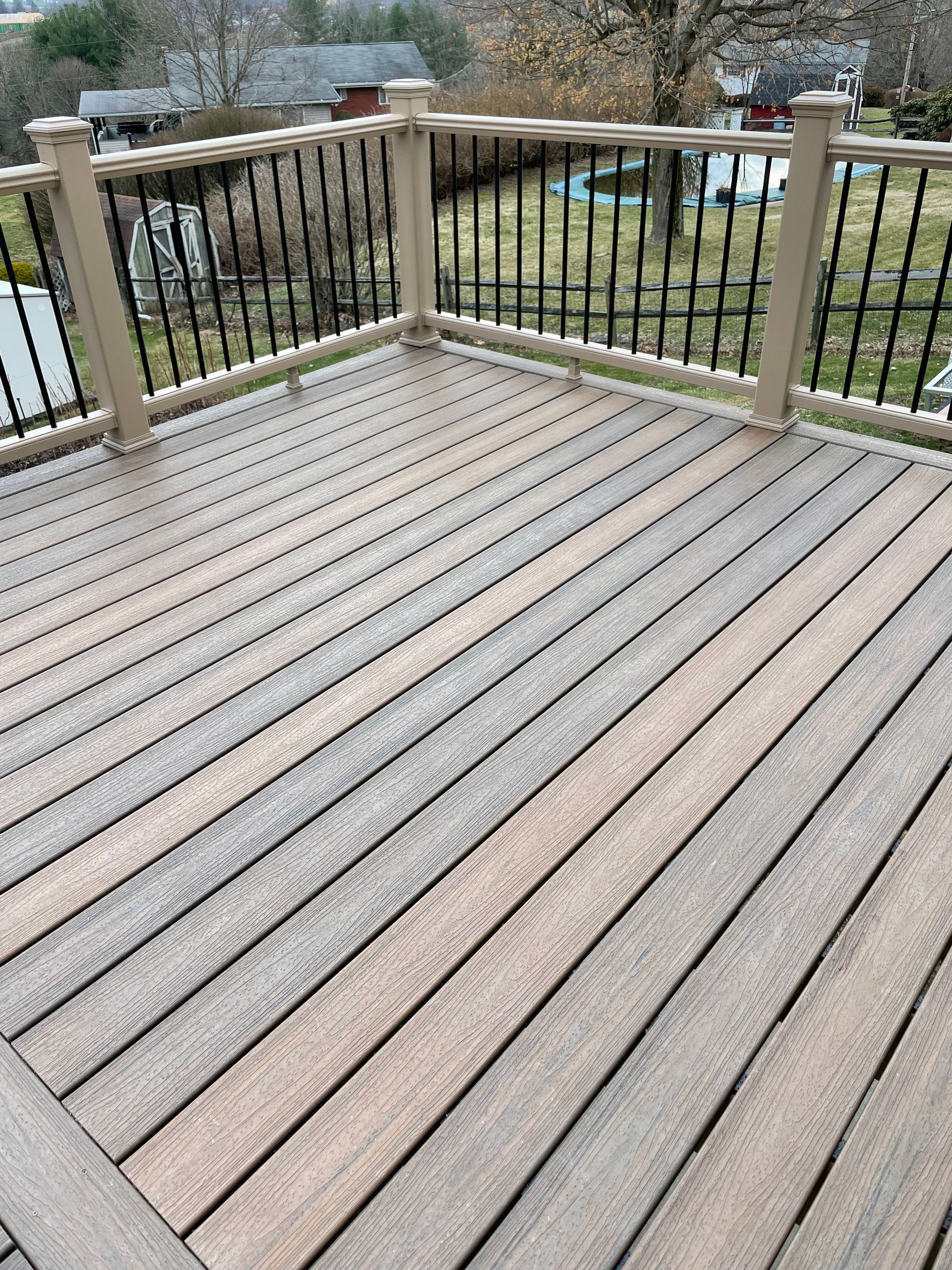 Composite decking installed