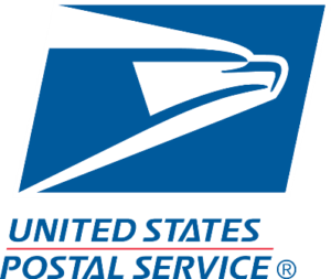 US Postal Service logo: blue eagle head emblem with text