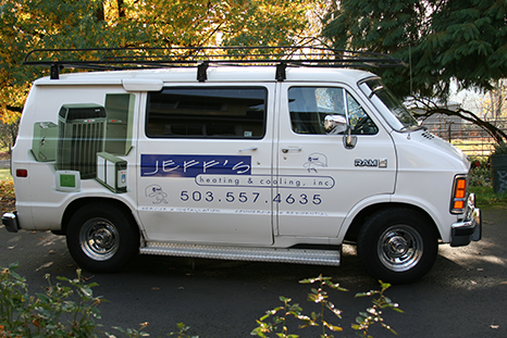 Jeff's Heating & Cooling Inc service vehicle