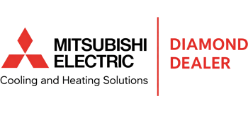 Mitsubishi Electric Diamond Dealer logo with red and black text and a red diamond.