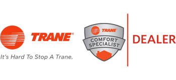 Trane logo with orange circular graphic and text 