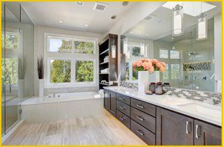 Bathroom mirror and shower glass