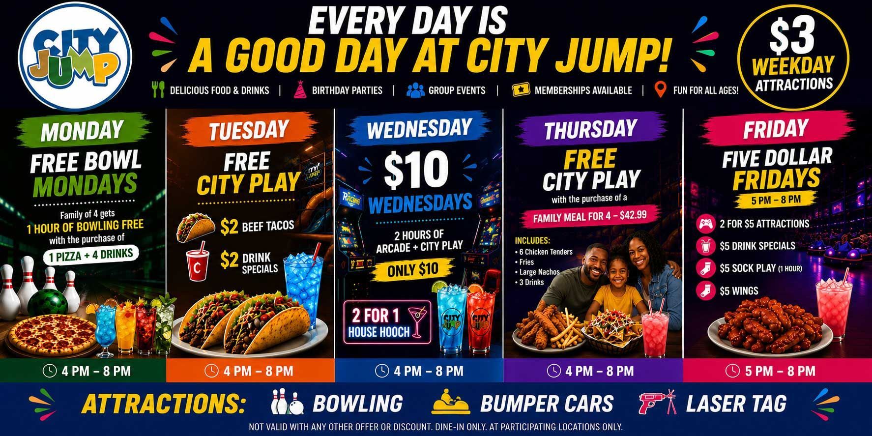 Flyer with weekly deals and attractions