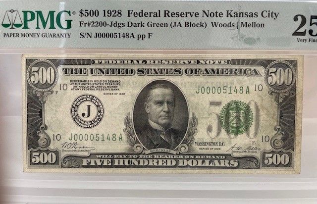 A five hundred dollar bill from kansas city