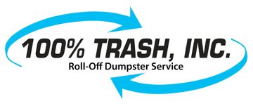 The logo for 100 % trash , inc . innovative waste and recycling solutions