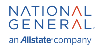 National General Insurance logo, blue and red text on white background, 