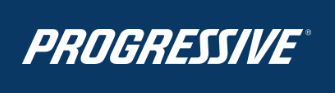 Progressive logo in white text on a blue background.