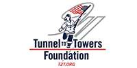Tunnel to Towers Foundation logo: firefighter running with American flag.