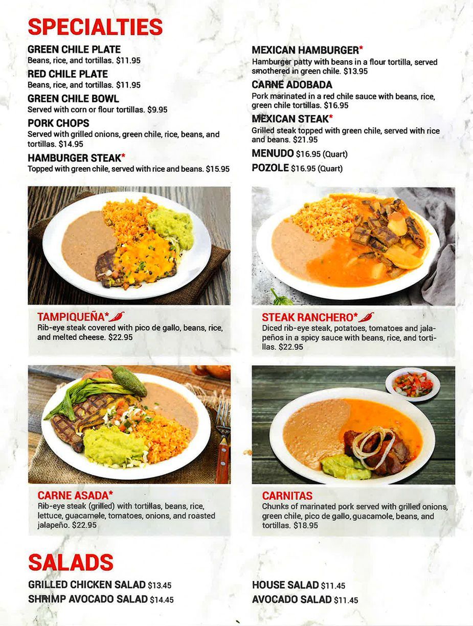 Torres Mexican Food Menu Specialties