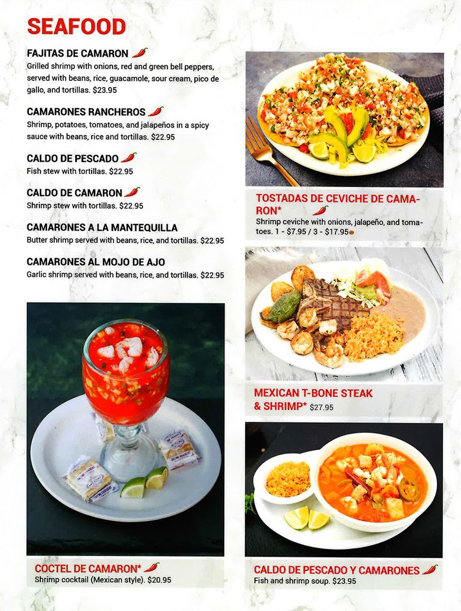 Torres Mexican Food Menu Seafood