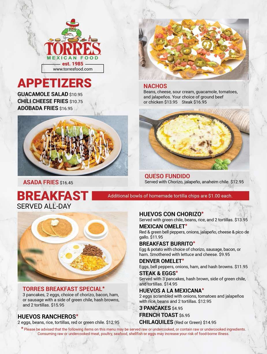 Torres Mexican Food Menu