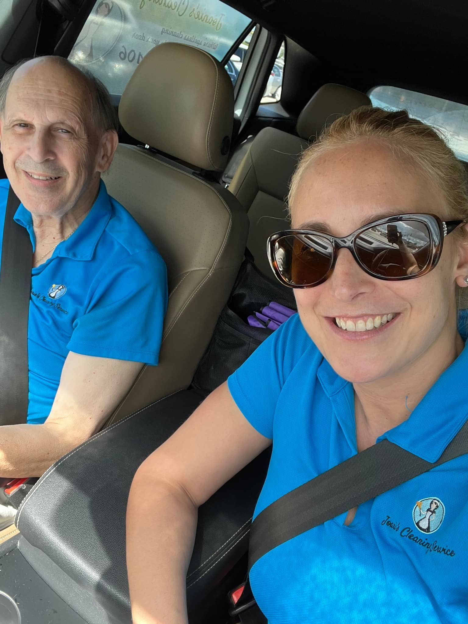 Joanie and her dad in the car