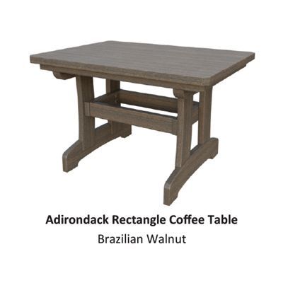 Adirondack rectangle coffee table, Brazilian walnut finish.