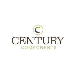 Century Components logo with brown and green text on a white background