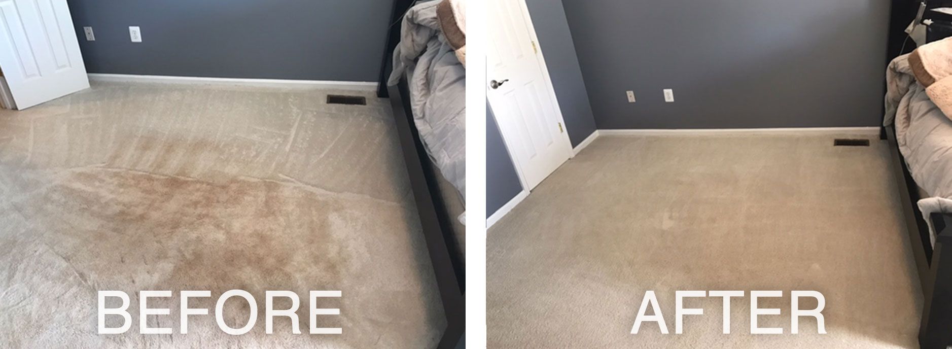 Before and after carpet cleaning