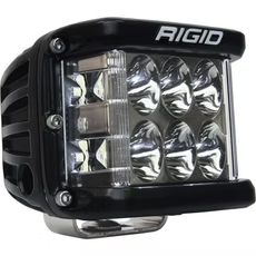Black Rigid LED off-road light with six round lenses and four square lenses, mounted on a silver bracket.