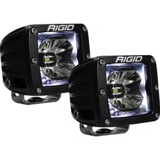 Two black Rigid LED cube lights with white halo lights, on a white background.