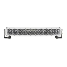 White LED light bar with multiple small lights. It has mounting brackets on either end.