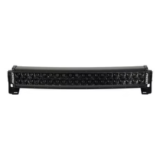 Curved black LED light bar, likely for a vehicle, with visible light diodes and mounting brackets.