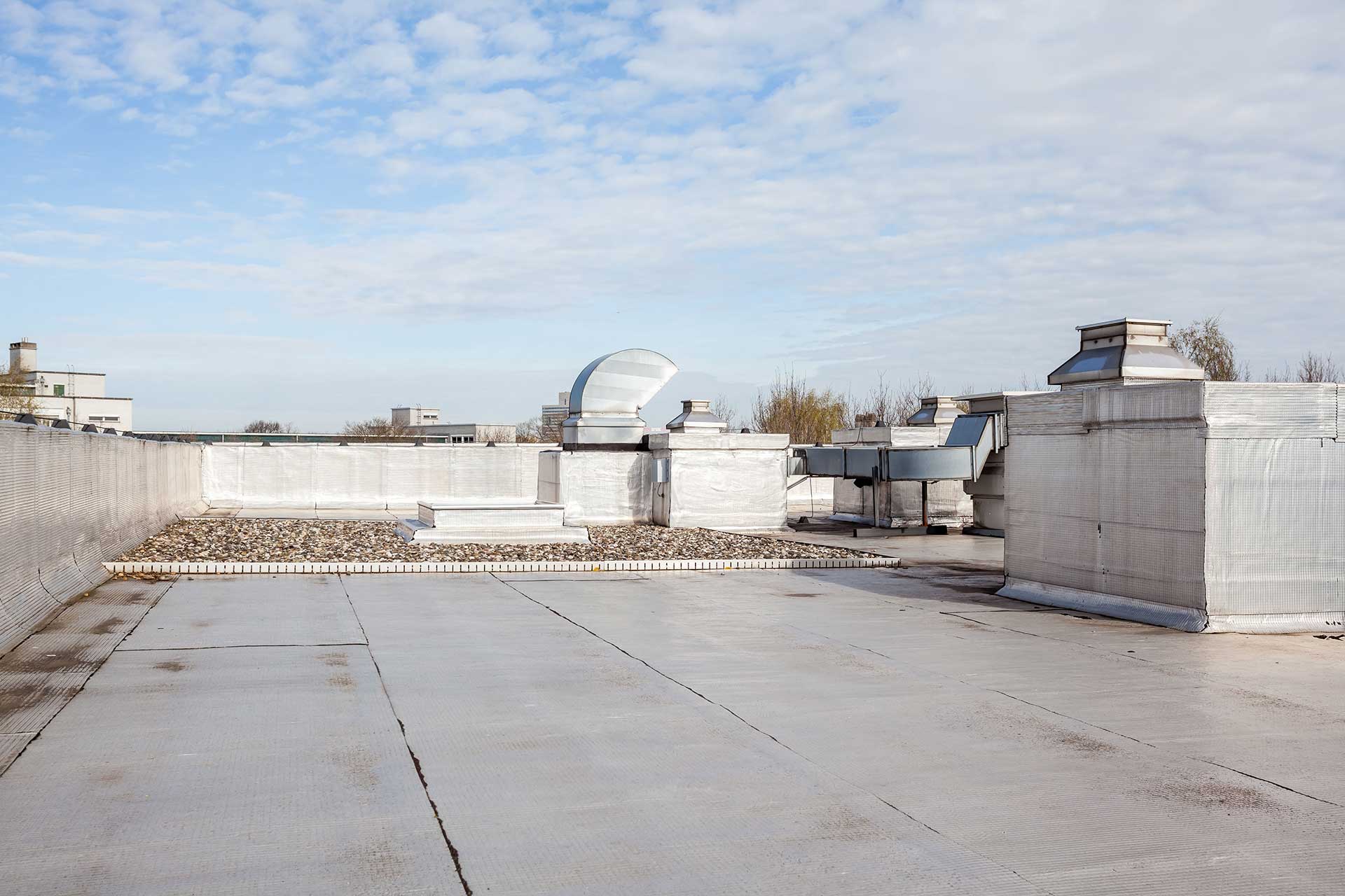 Flat roof of commercial building